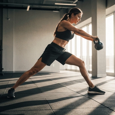 Person performing a kettlebell swing with proper form