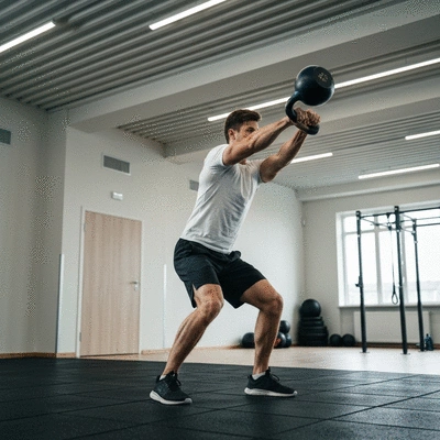 Person performing kettlebell swings with proper form